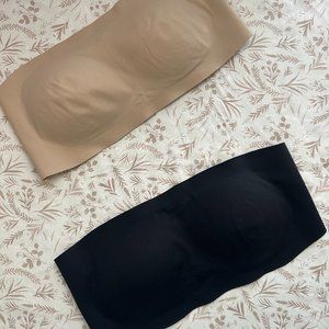 Aerie SMOOTHEZ Bandeau Bralette in Sands and True Black - Size M